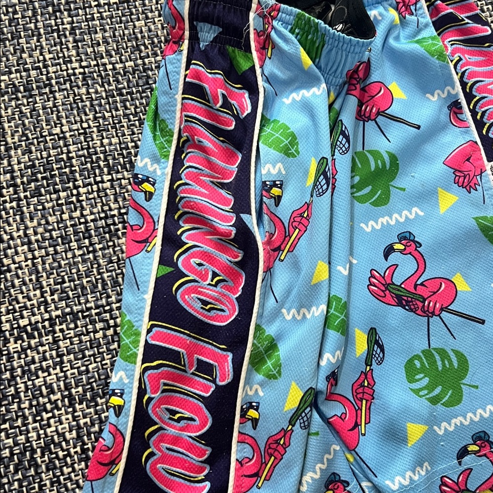 Flow society lax shorts. Flamingo Print Kids Shorts - Blue and Pink. - Picture 5 of 5